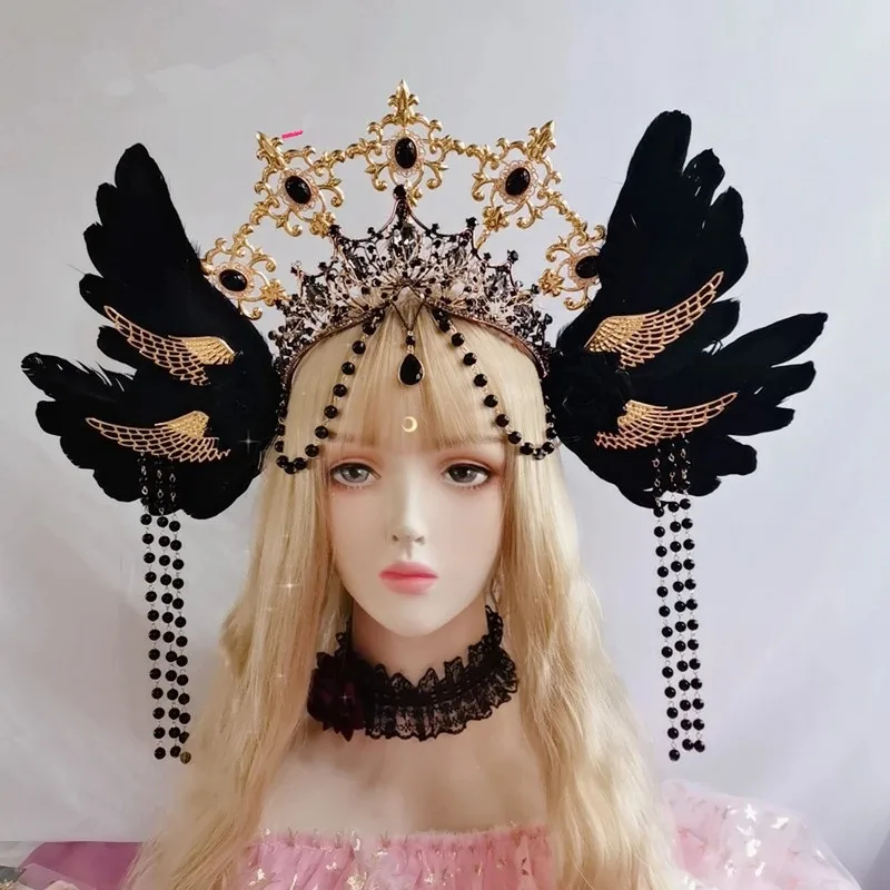 Details about   Womens Gothic Lolita Flower Headband Vintage Halloween Crown hairpin Headdress 